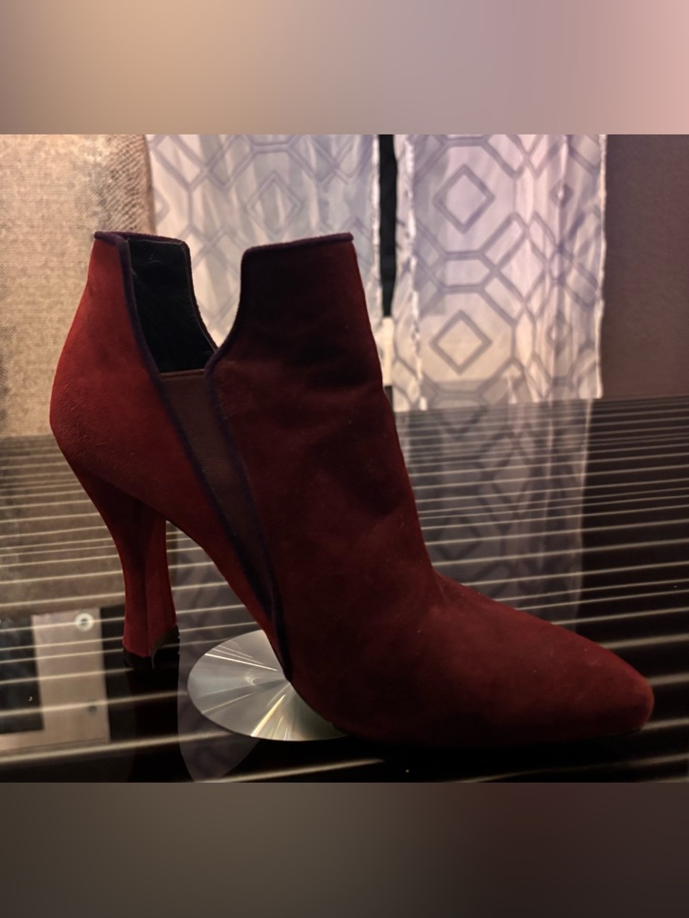 Stuart Weitzman Burgundy Suede Pointed Toe Ankle Booties - Picture 5 of 5